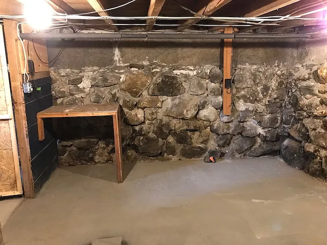 Basement storage area, cement floor.