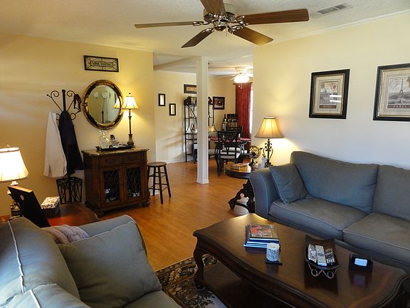 Open living and dining room