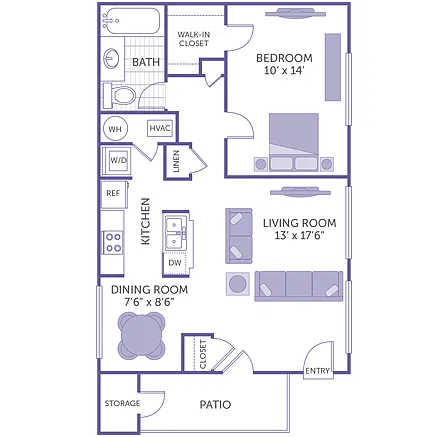 Floor plan 1 Bedroom 1 Bath