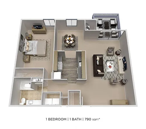 Floor plan One Bedroom - 790 sqft