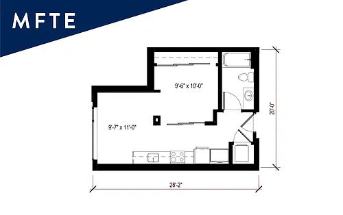 Floor plan MFTE Urban 1 Bedroom - U11