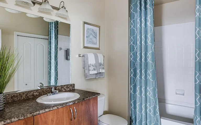 Granite vanity in bathroom in classic home