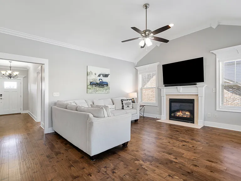 Cozy by the fireplace.