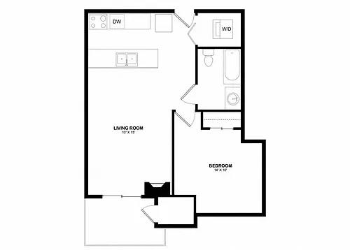 Floor plan 1x1 W and D