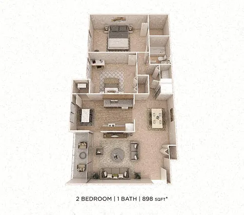 Floor plan Two Bedroom - 898 sqft