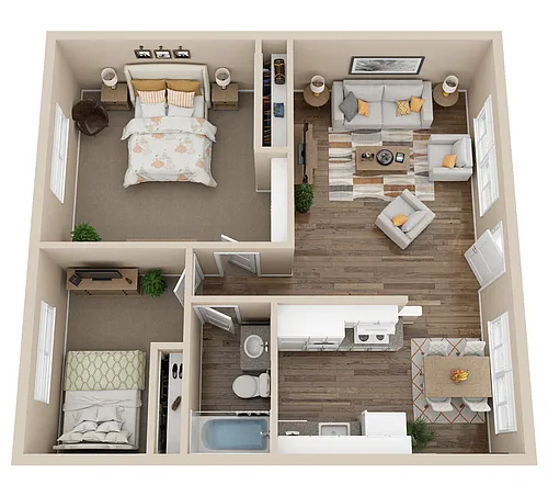 Floor plan 2 Bed 1 Bath