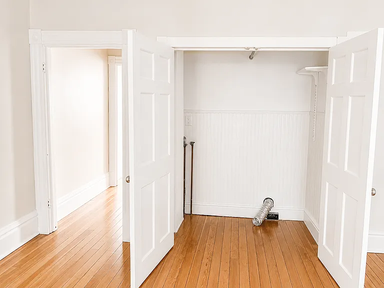 First-floor laundry closet.