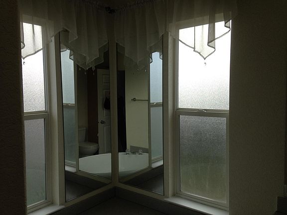 Master bath, garden tub, lot of windows and mirrors