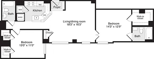 Floor plan 2 Bedrooms I