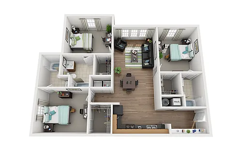 Floor plan 3 Bed / 3 Bath