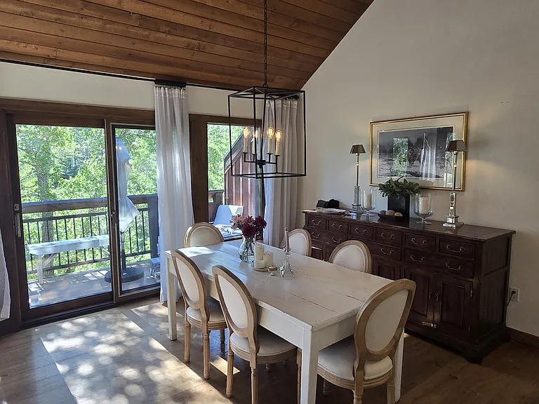 dining area and deck entrance.