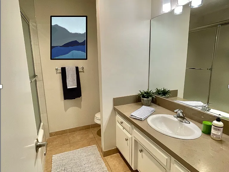 Secondary Bathroom with quartz countertop and new faucet