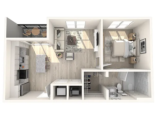 Floor plan A2.0 | One Bedroom, One Bathroom