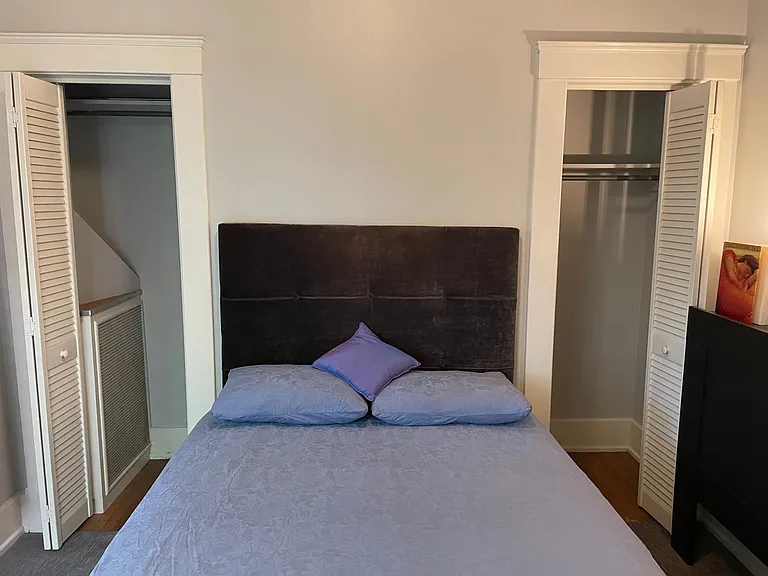 Full size bed with velvet headboard and large under storage drawers