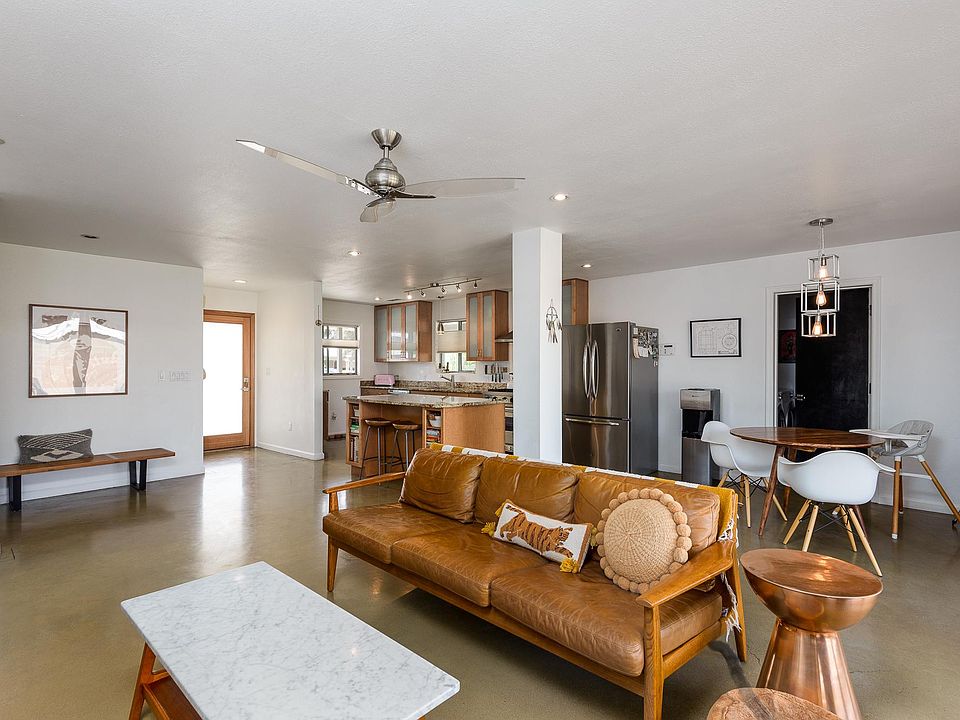 Open kitchen, dining, and living room