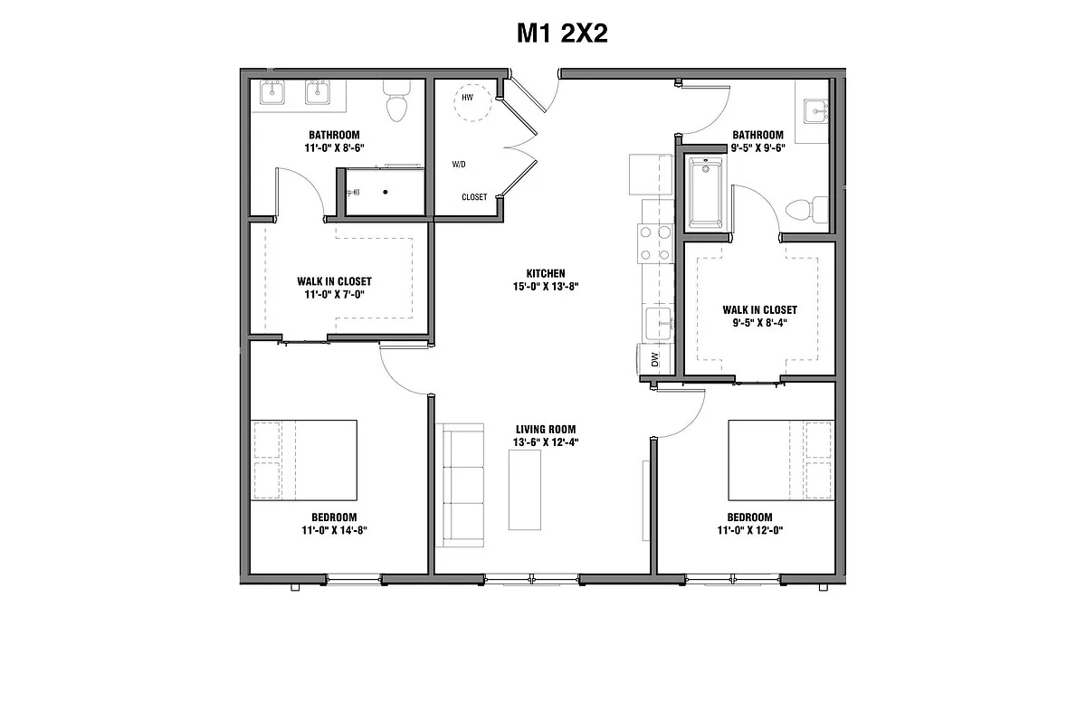 Floor plan M1 2X2