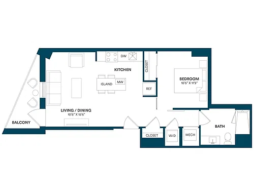 Floor plan 1 Bed/1 Bath JR-F TYP 07