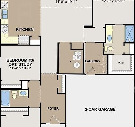Remington floorplan, 1514 sf, 1-story, 3 bd/2 bath - $3008-3258/month