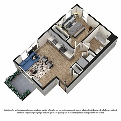 Floor plan 1-Bed P