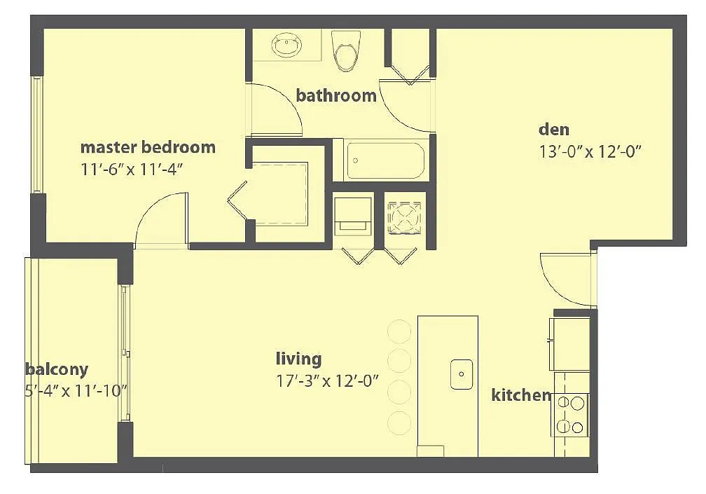 Floor plan Unit 1+ Den