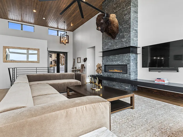 Living Room with HDTV & Electric Fireplace