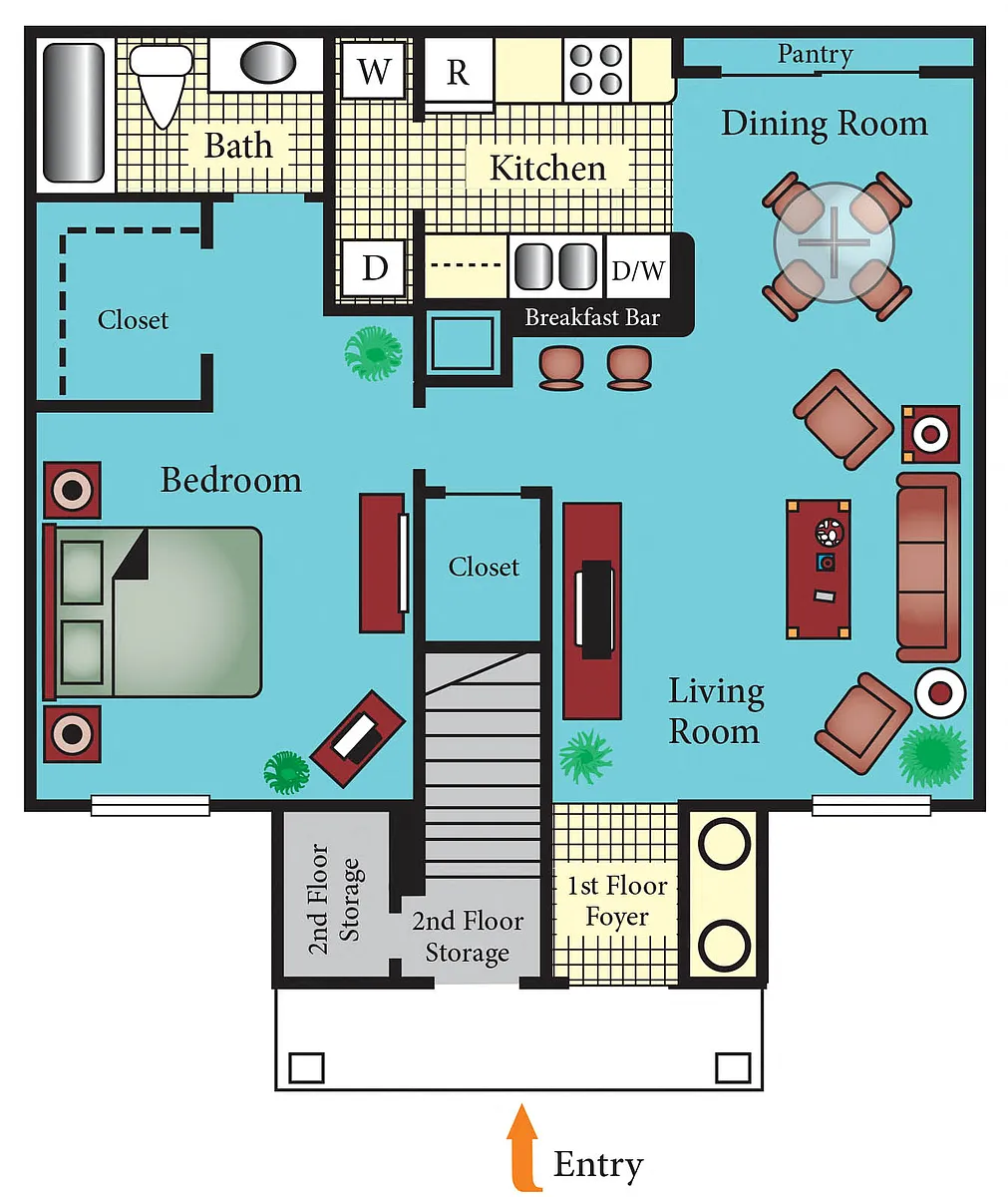 Floor plan One Bedroom One Bath MKT