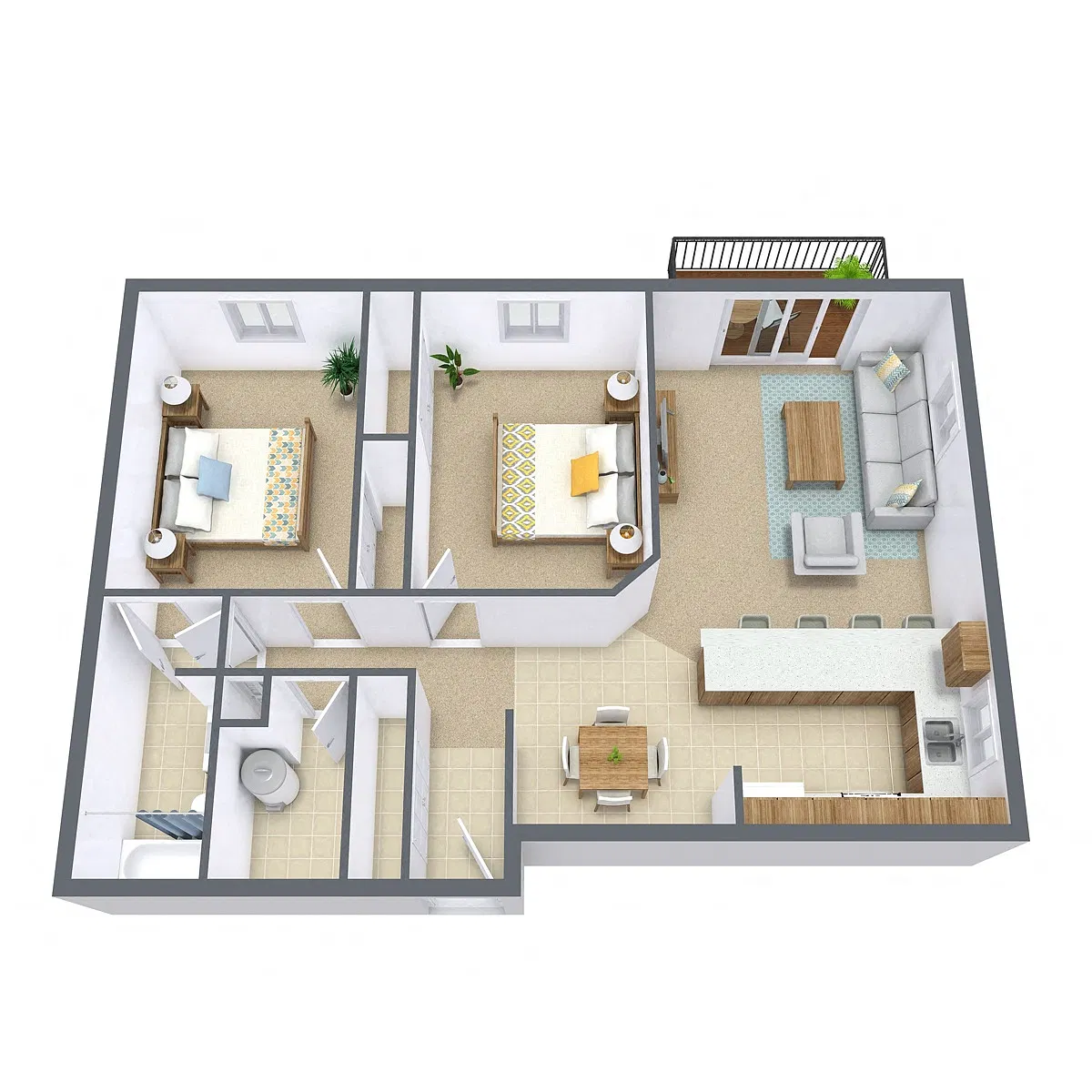 Floor plan Two Bedroom 21A