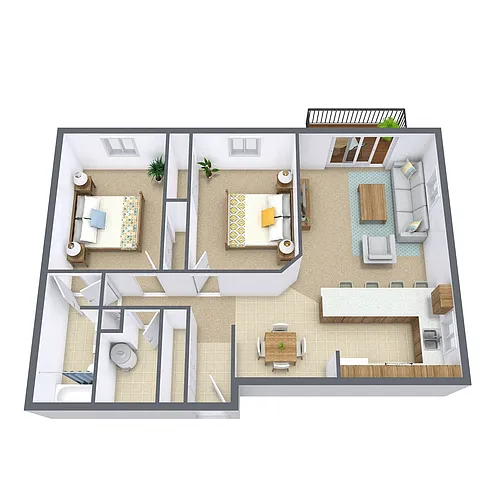 Floor plan Two Bedroom 21A