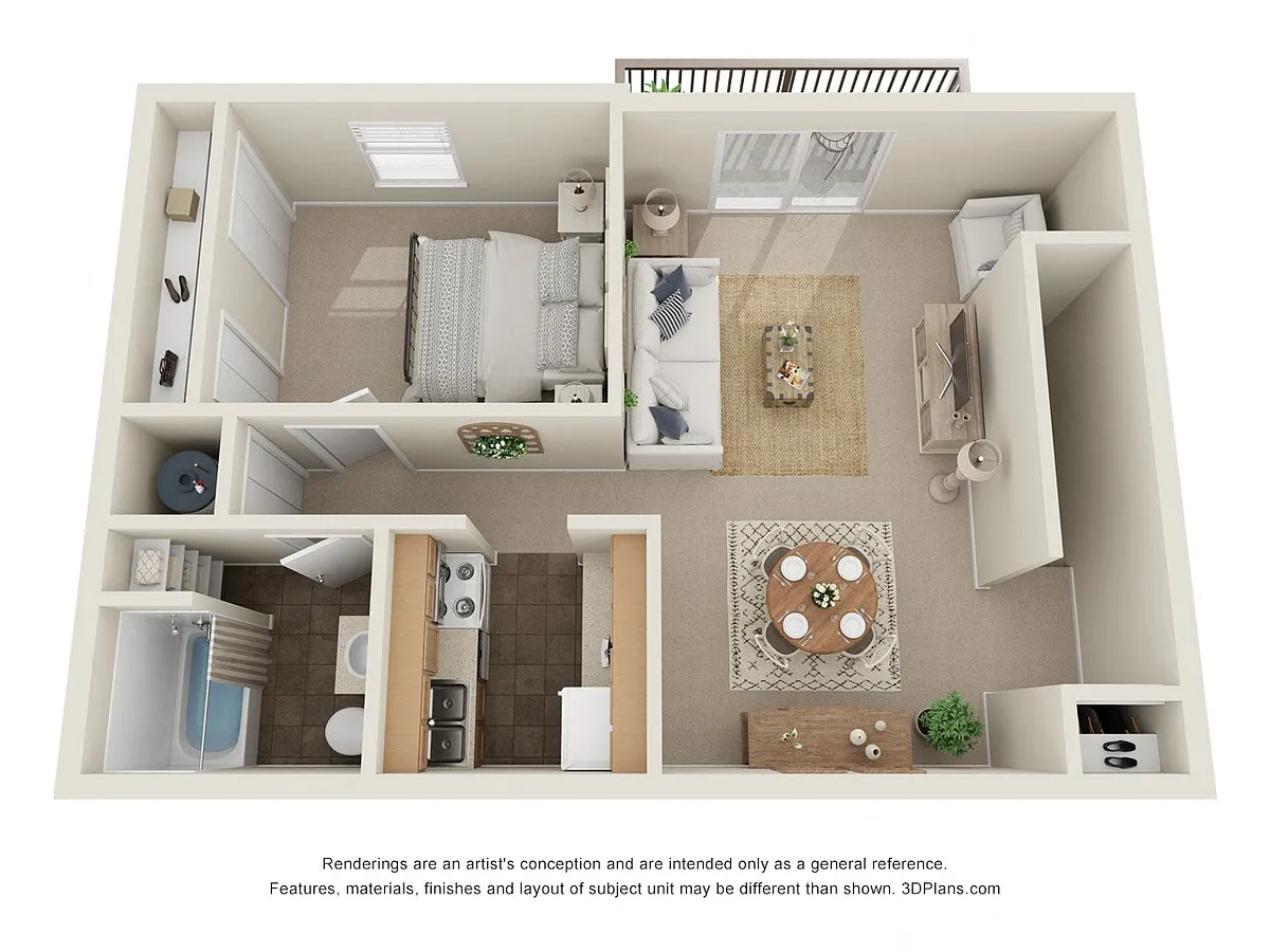 Floor plan 1 Bed, 1 Bath C Income-Restricted
