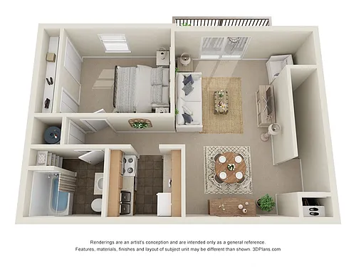 Floor plan 1 Bed, 1 Bath C Standard