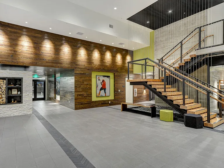 The large and welcoming lobby greets residents and guests