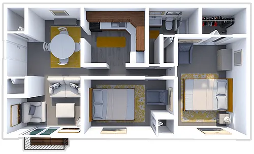 Floor plan LAKE POINT 2 BEDROOM 1 BATH