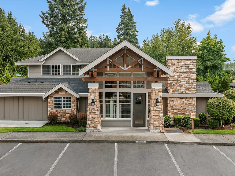 Inviting community clubhouse with timeless craftsman architecture.
