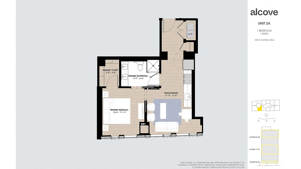 Floor plan Alcove One Bedroom 02 Tiers 1 & 3