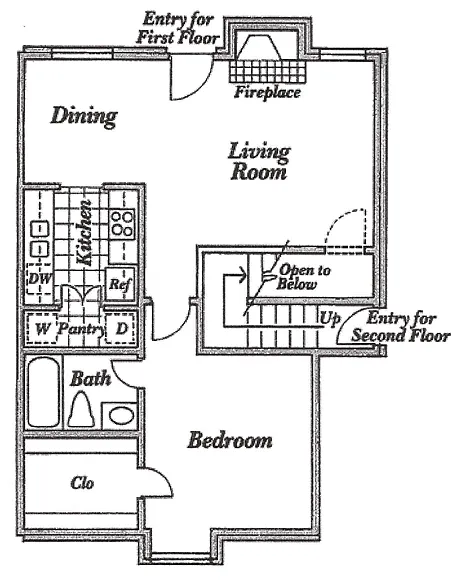 Floor plan One Bed Room One Bath