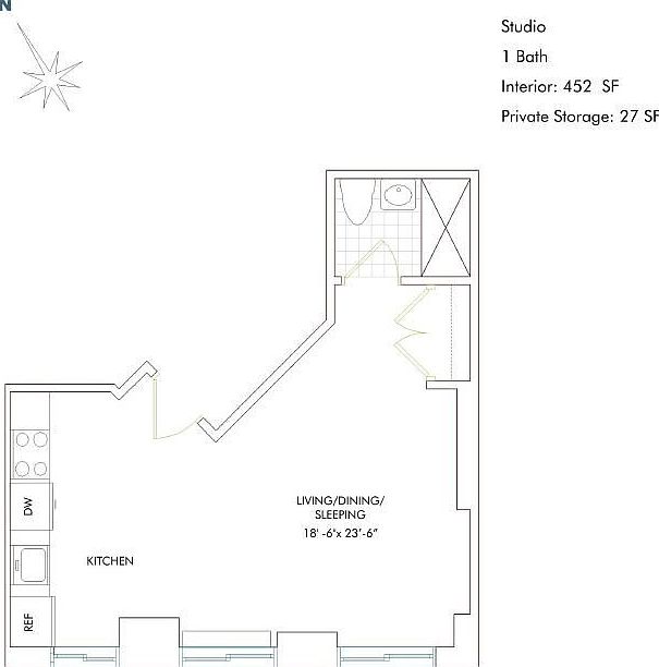 Floor-plan of Unit 3B