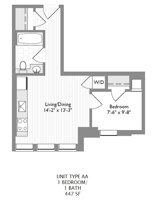 Floor plan 1-Bedroom 1-Bathroom | 474 sqft