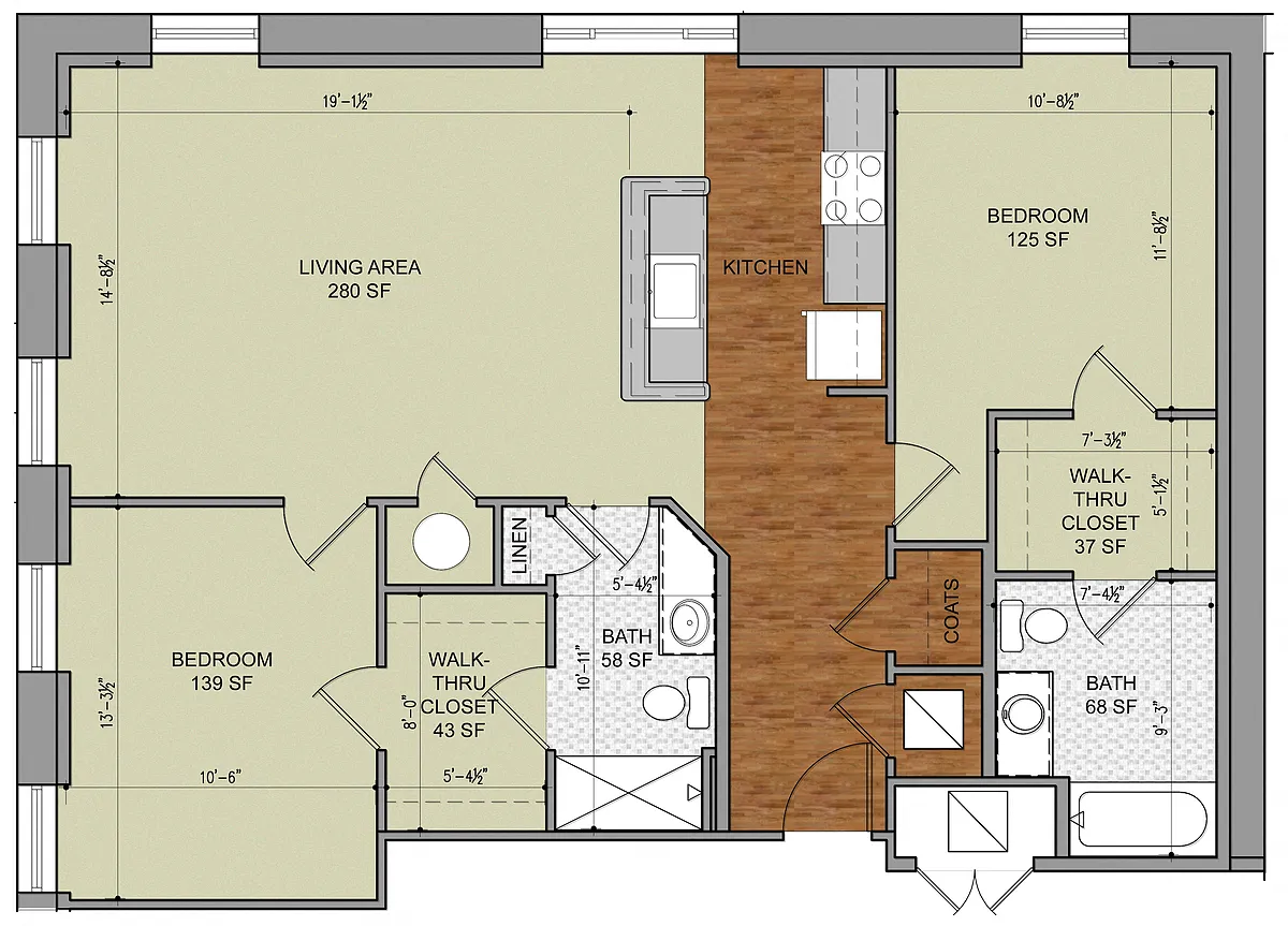 Floor plan Two Bed Two Bath