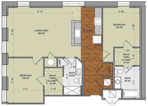 Floor plan Two Bed Two Bath