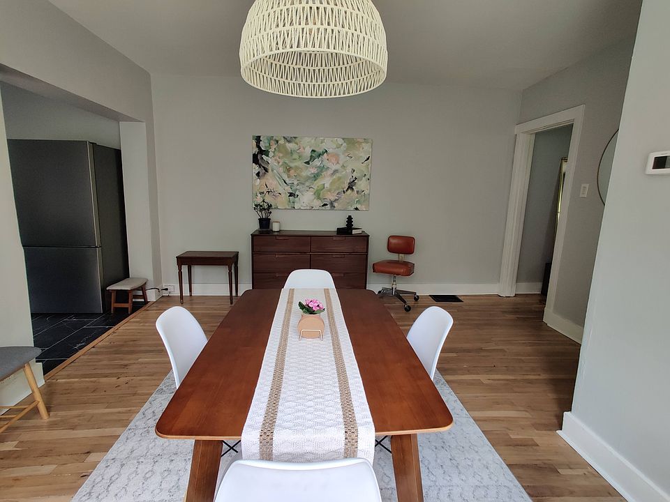 dining area with original artwork