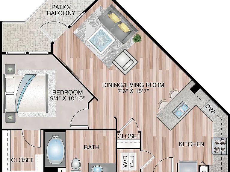 One Bedroom Floorplan One Bedroom Floorplan