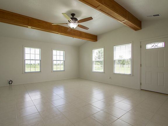 Wood beams in living room
