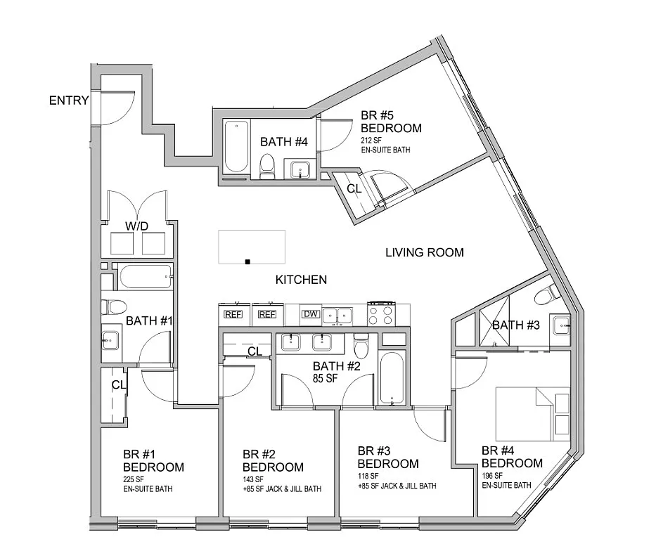 Floor plan PRE-LEASING Grand Suite 5 Bedroom