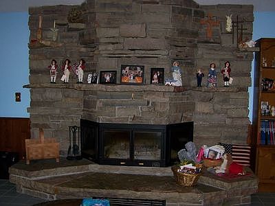 Custom stone fireplace