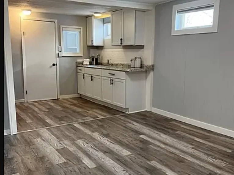 View of kitchen from dining room