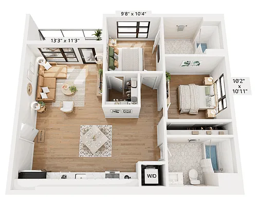 Floor plan Two Bedroom - B2D