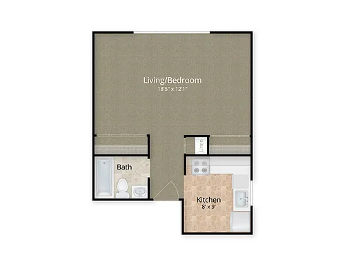 Floor plan Studio x 1 Bath (Small)