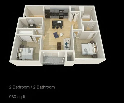 Floor plan 303 W Prospect Rd 2 Bed, 2 Bath