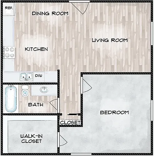 Floor plan Platinum 1BR 1BA