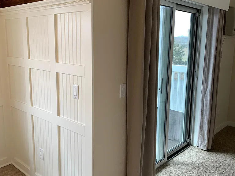 Slide Patio Door with Drapes